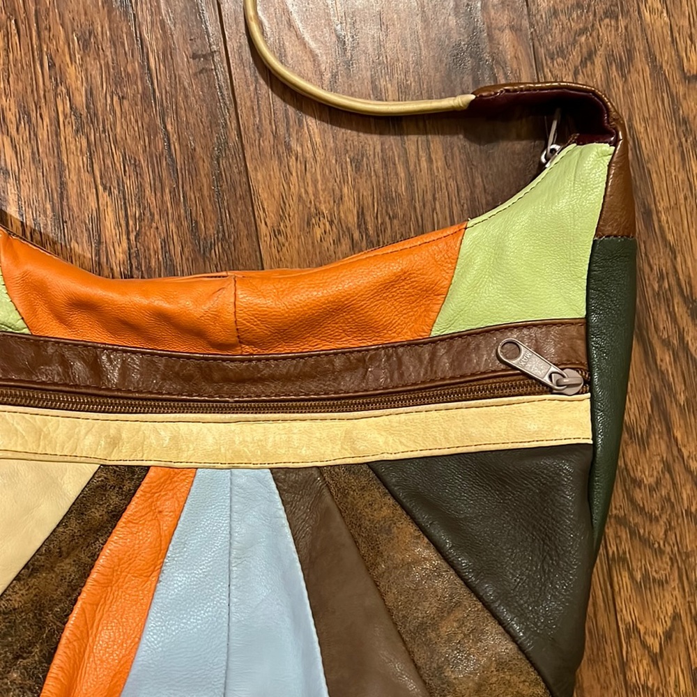 Vintage Retro Genuine Leather Color Block Purse